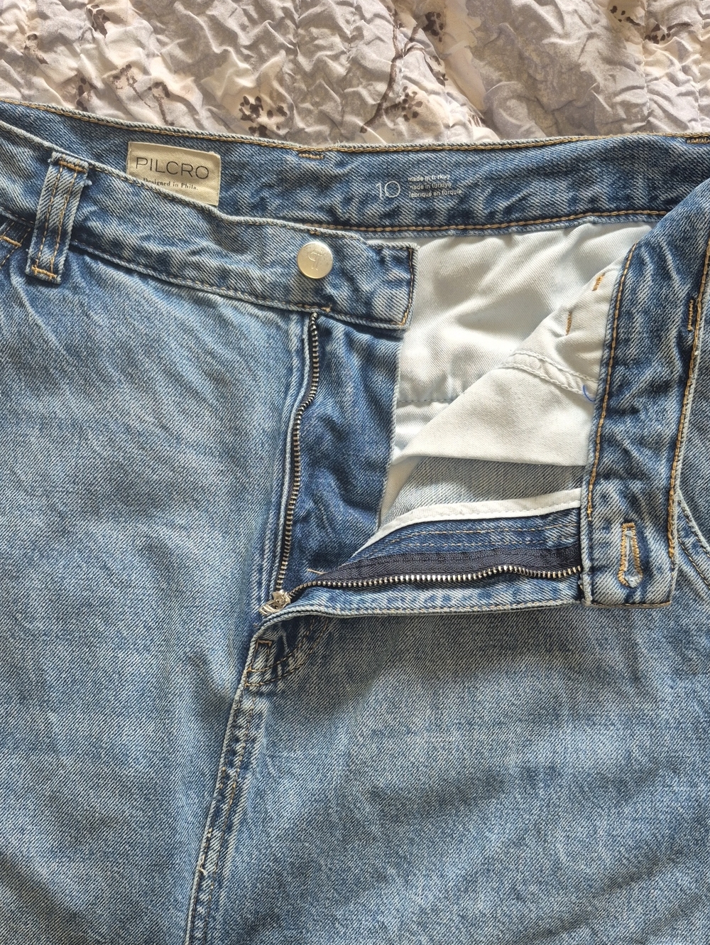 Pilcro Front Slit Blue Denim Skirt, Size 10 Knee Length Cotton Western - Picture 8 of 12